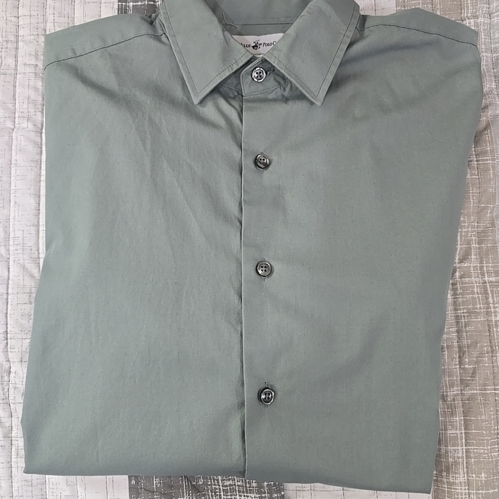 Beverly Hills Polo Club‎ Olive Green Shirt Mems Size  M 15-15.5